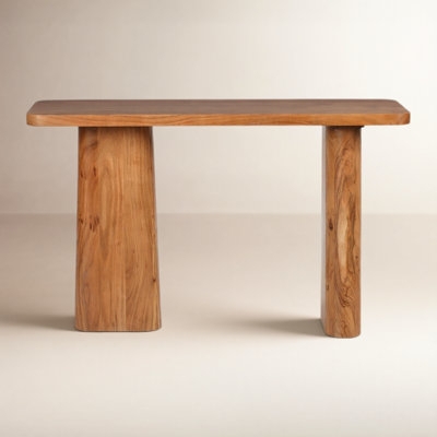 Console Table Chunky Pill Shaped Legs Rounded Corners Organic Modern Wood