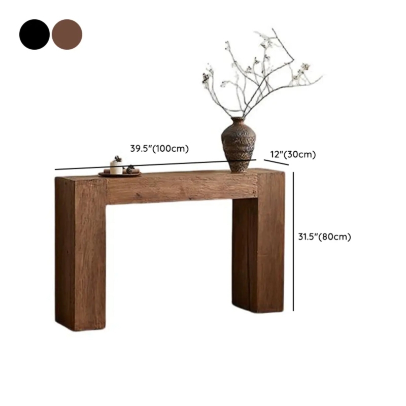 Console Table Chunky U-Shaped Base Distressed Wood Rustic Entryway Decor
