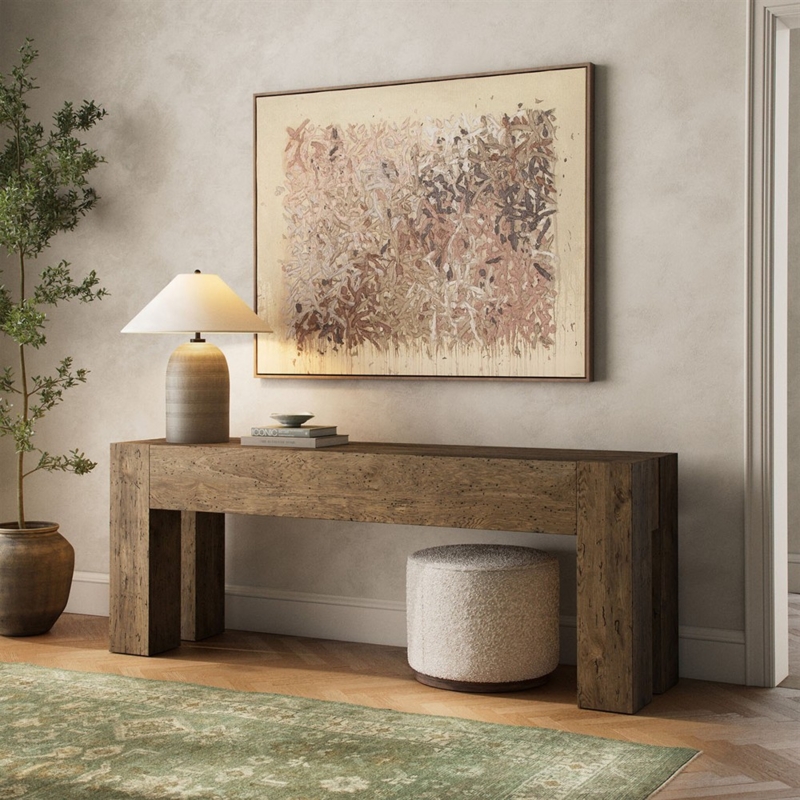 Console Table Chunky Wormwood Texture Block Legs