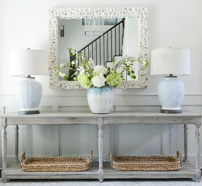 Console Table Coastal Farmhouse Extra Long Turned Legs