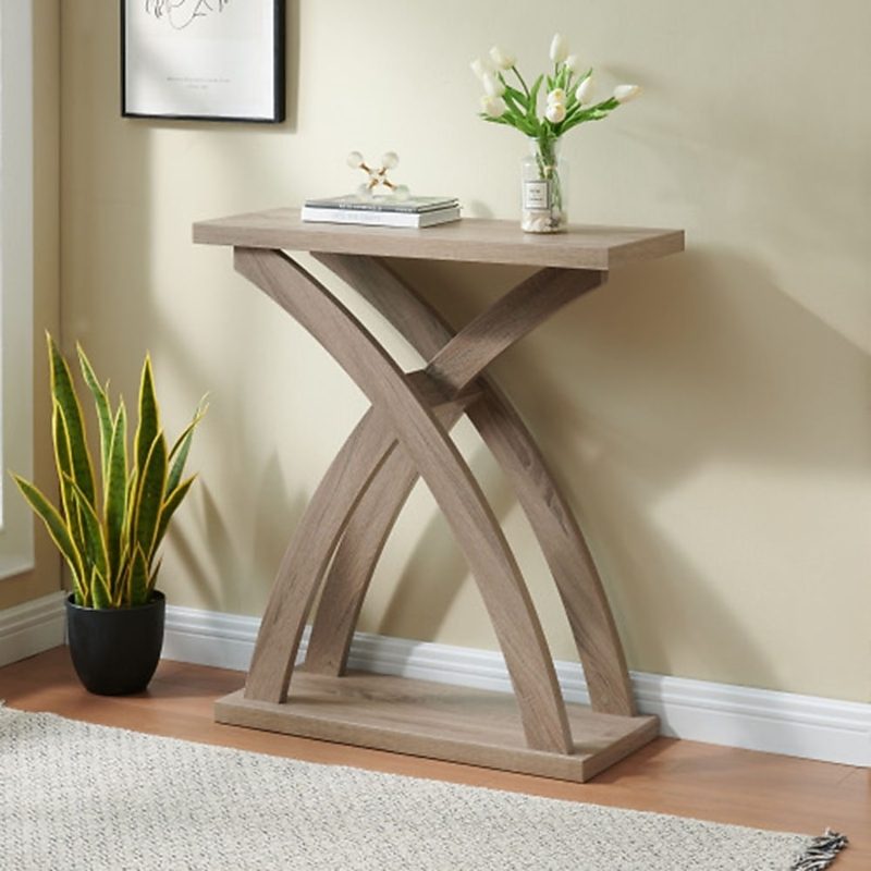 Console Table Curved X Frame Base Architectural Design Narrow Profile