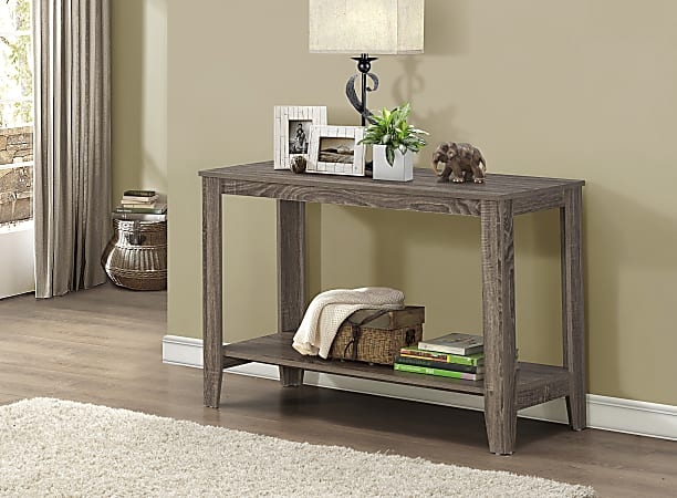 Console Table Dark Taupe Matte Finish Block Legs Lower Shelf Transitional