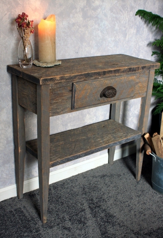 Console Table Distressed Gray Finish Rustic Wood Entryway