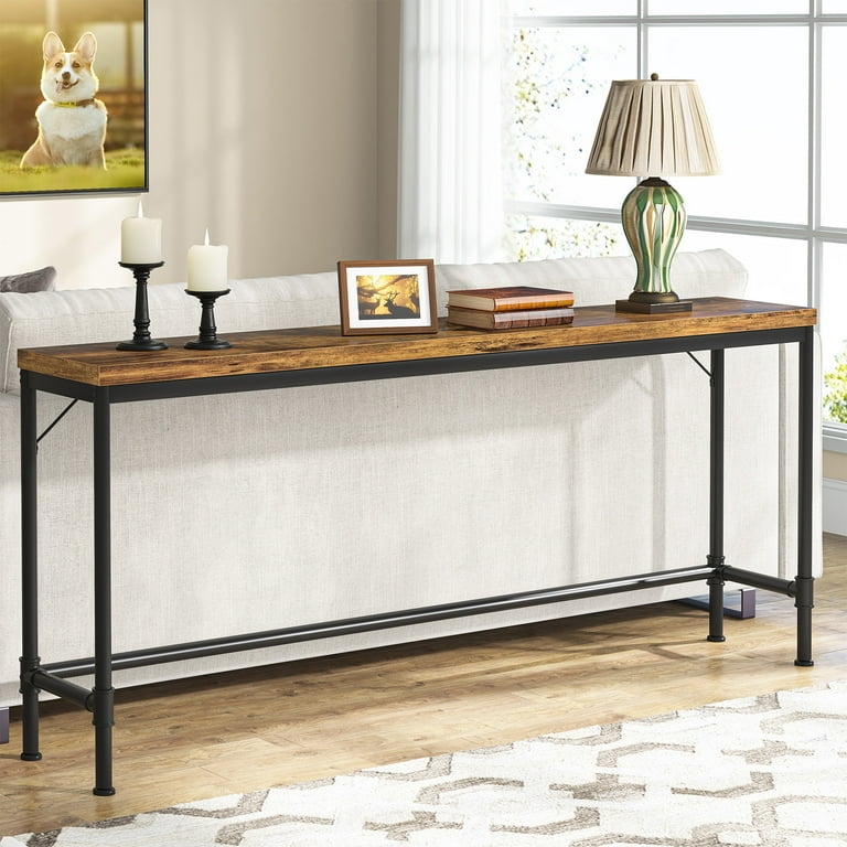 Console Table Extra Long Narrow Industrial Pipe Frame Behind Sofa