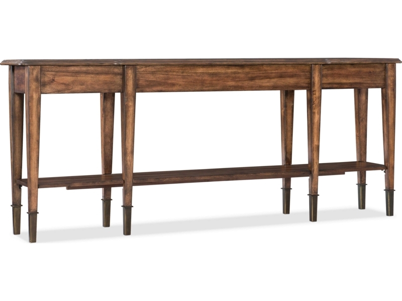 Console Table Extra Long Six Legs Metallic Ferrules Lower Shelf Transitional