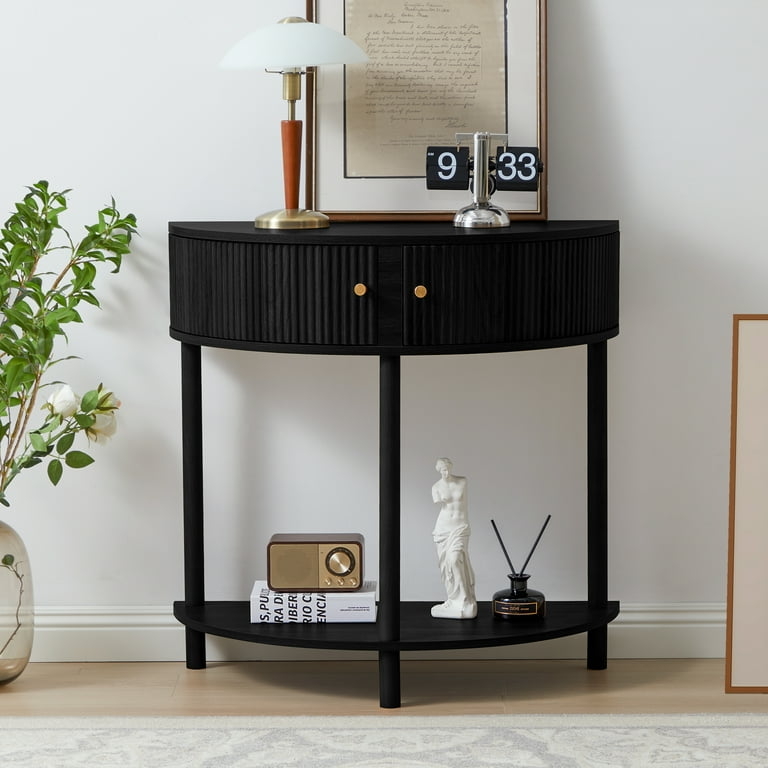 Console Table Fluted Front Drawers and Lower Shelf Matte Finish