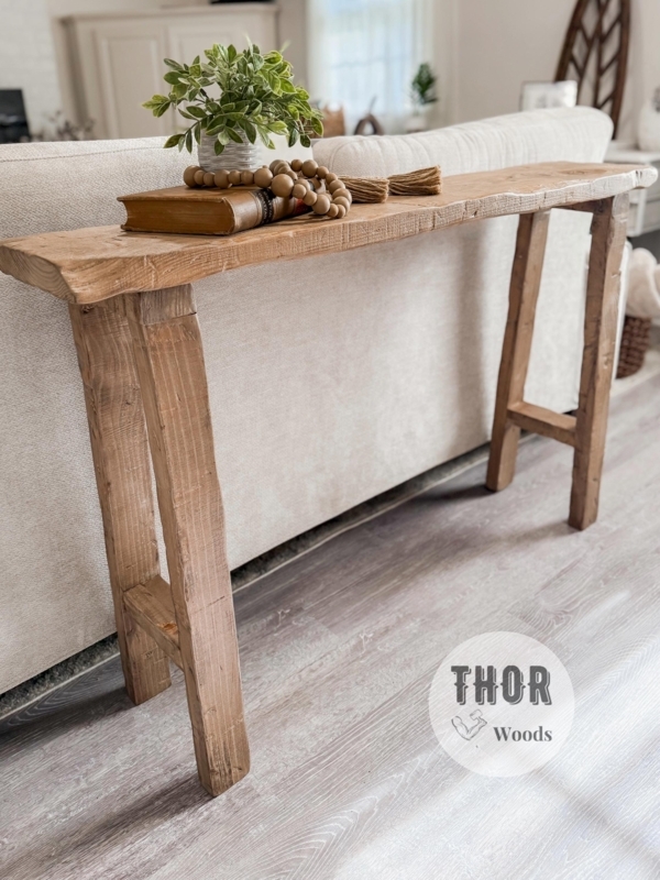 Console Table for Sofa Back Placement, Rustic Wood, Distressed Finish