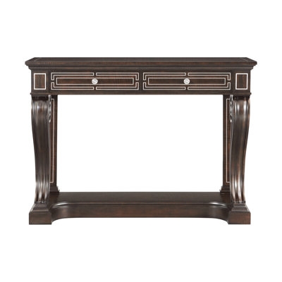 Console Table Geometric Inlay Curved Supports Espresso Dark Wood Entryway
