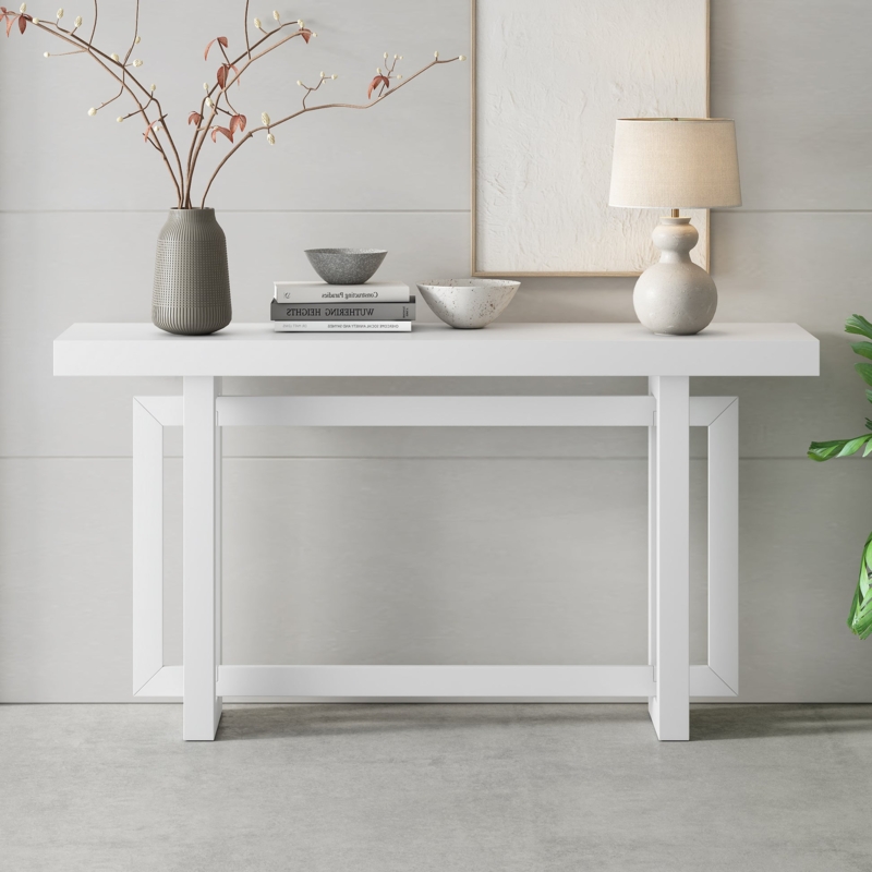 Console Table Geometric Open Frame Matte Finish Minimalist Style
