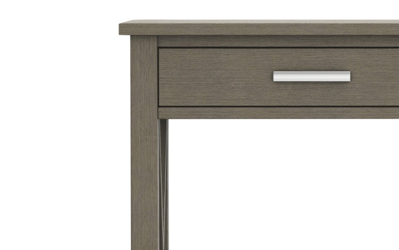 Console Table Gray Driftwood Finish Silver Hardware Single Drawer