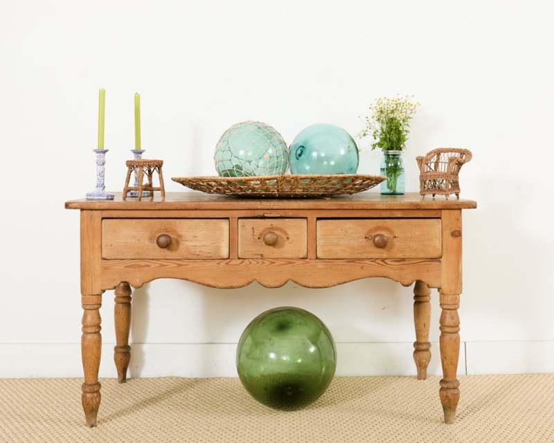 Console Table Honey Wood 3 Drawers English Country Style