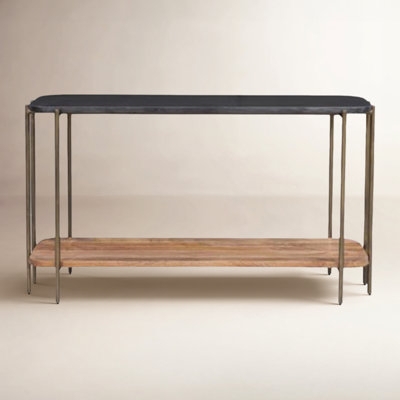 Console Table Industrial Chic Multi Rod Legs Mixed Material Two Tier Slim