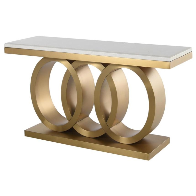 Console Table Interlocking Rings Plinth Base White Top Statement Decor