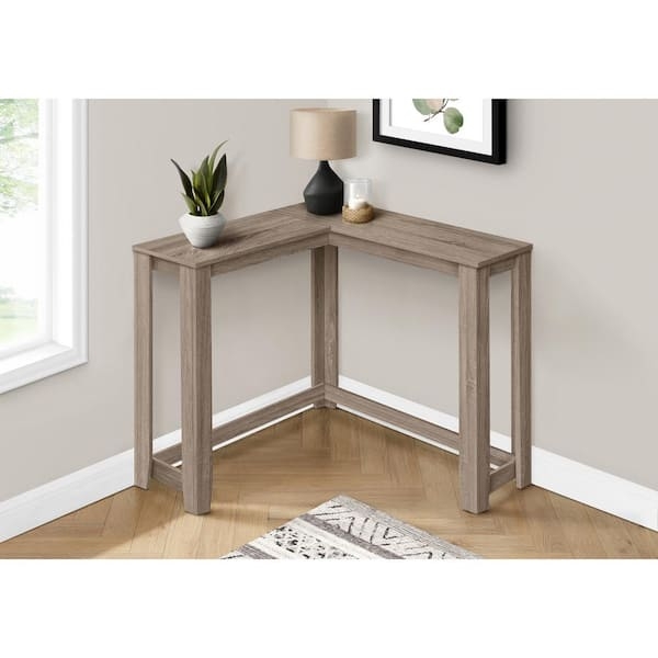 Console Table L Shaped Design Corner Fit Wood Grain Finish Minimalist