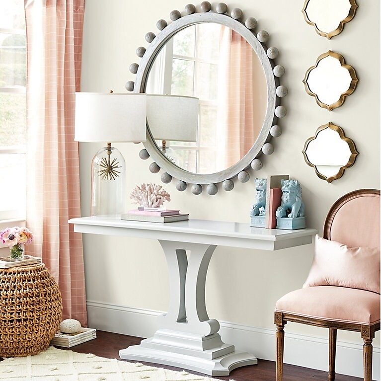 Console Table Light Gray Curved Supports Coastal Chic