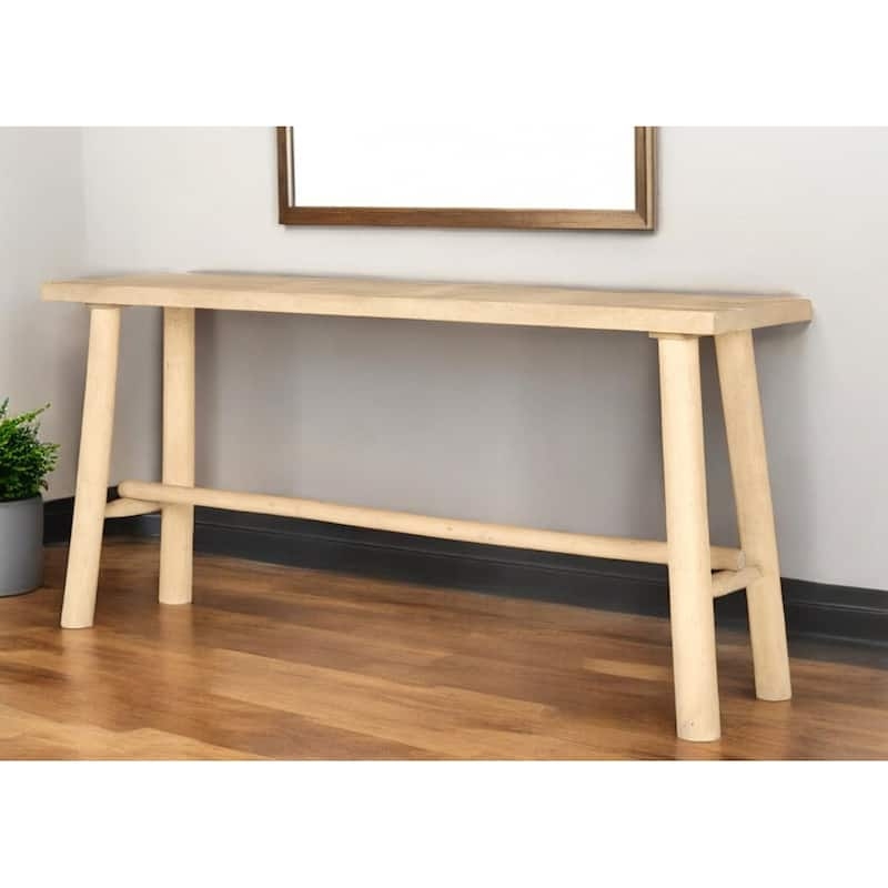 Console Table Long Slim Profile Angled Cylindrical Legs Natural Wood