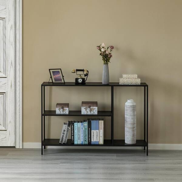 Console Table Metal Multi-Tier Open Back Slim Shelving Unit
