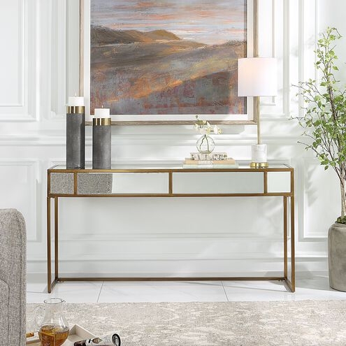 Console Table Mirrored Panels Open Frame Rectangular Transitional Decor