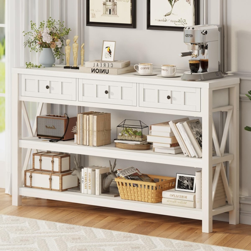 Console Table Modern Farmhouse X-Frame with Drawers
