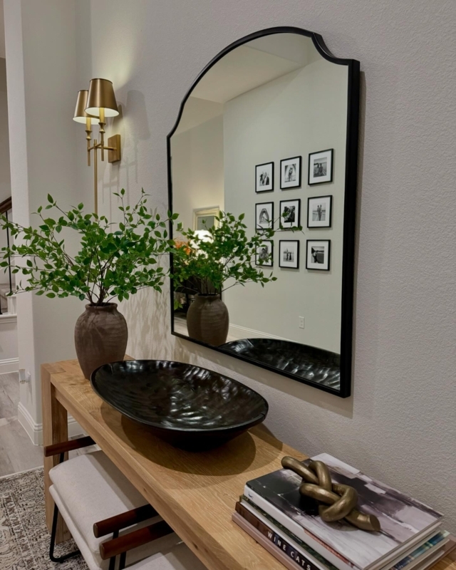 Console Table Natural Oak Wood Thick Top Organic Modern Entryway