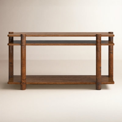 Console Table Organic Modern Chunky Cylindrical Legs Three Tier