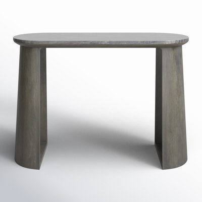 Console Table Oval Top Tapered Slab Legs Charcoal Grey Foyer Accent Table