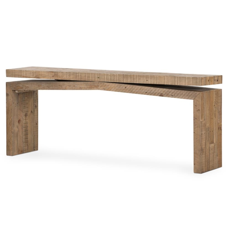 Console Table Overlapping Split Top Distressed Wood
