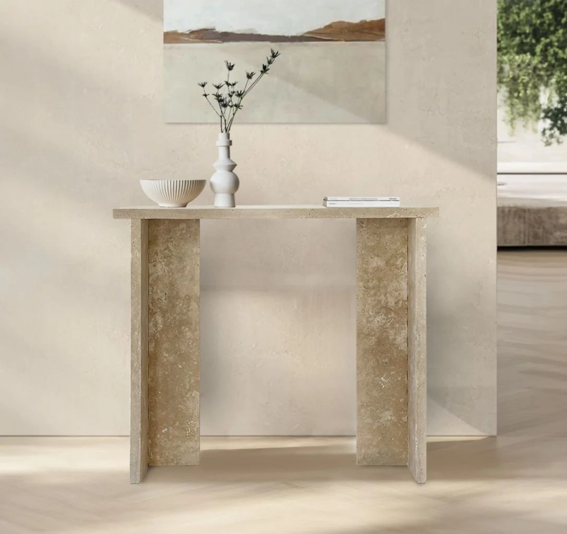 Console Table Parson Silhouette Monolithic Stone Look Entryway Furniture