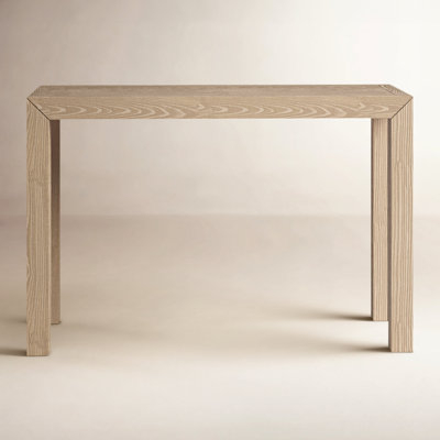Console Table Parsons Legs Wood Grain Mitered Corners Minimalist Foyer