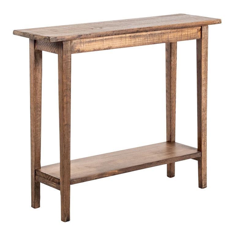 Console Table Reclaimed Wood Look Lower Storage Shelf Rustic