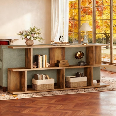 Console Table Rustic Three Tier Extra Long Wood Shelves