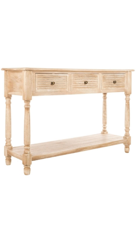 Console Table Rustic Whitewashed with Shutter Drawers