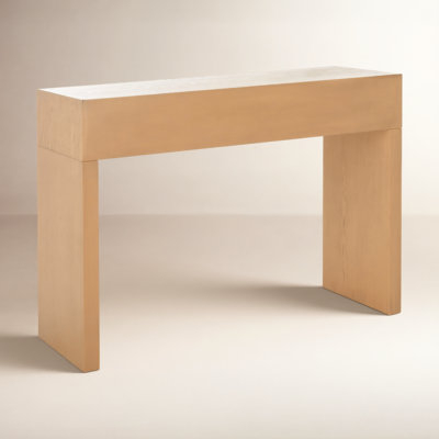 Console Table Scandinavian Chunky Profile Blocky Form Matte Light Beige
