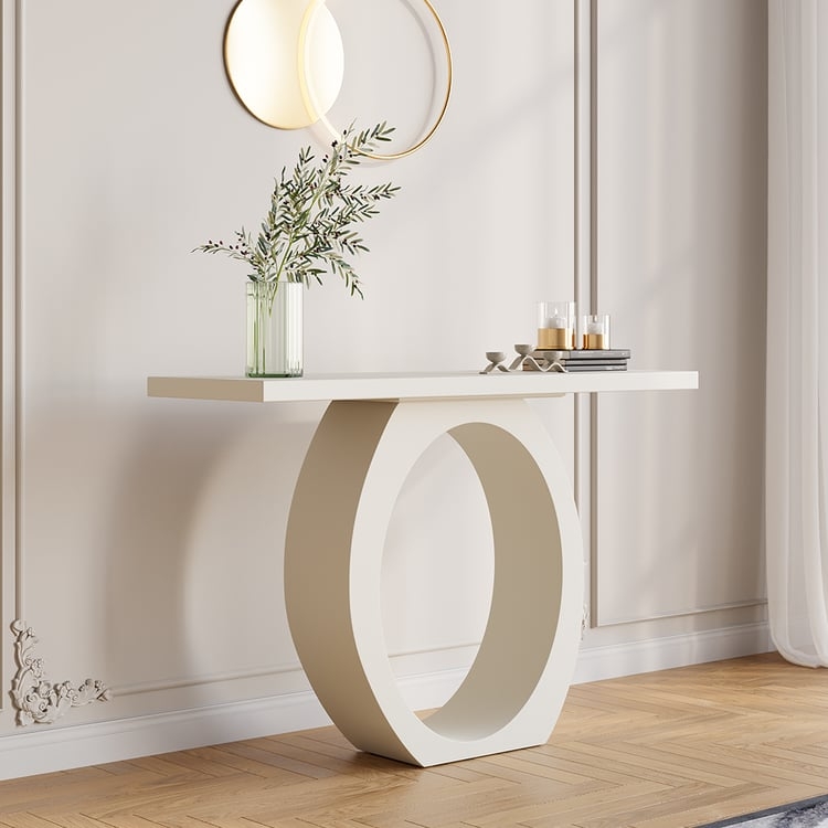 Console Table Sculptural Circular Base Matte Finish Modern Style