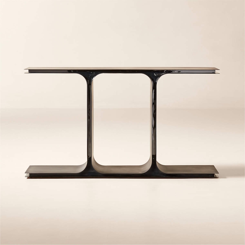 Console Table Sculptural I Beam Base Curved Transitions Black Metal