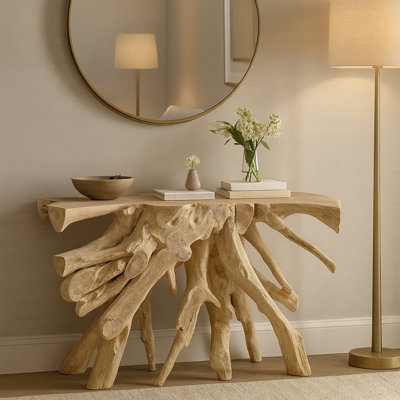 Console Table Sculptural Root Base Natural Wood Organic Modern Entryway