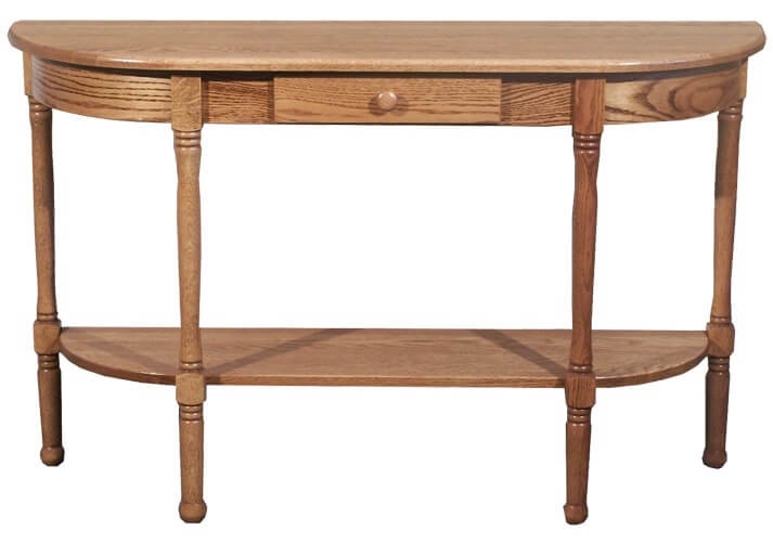 Console Table Semi Circular Top Turned Legs Single Drawer