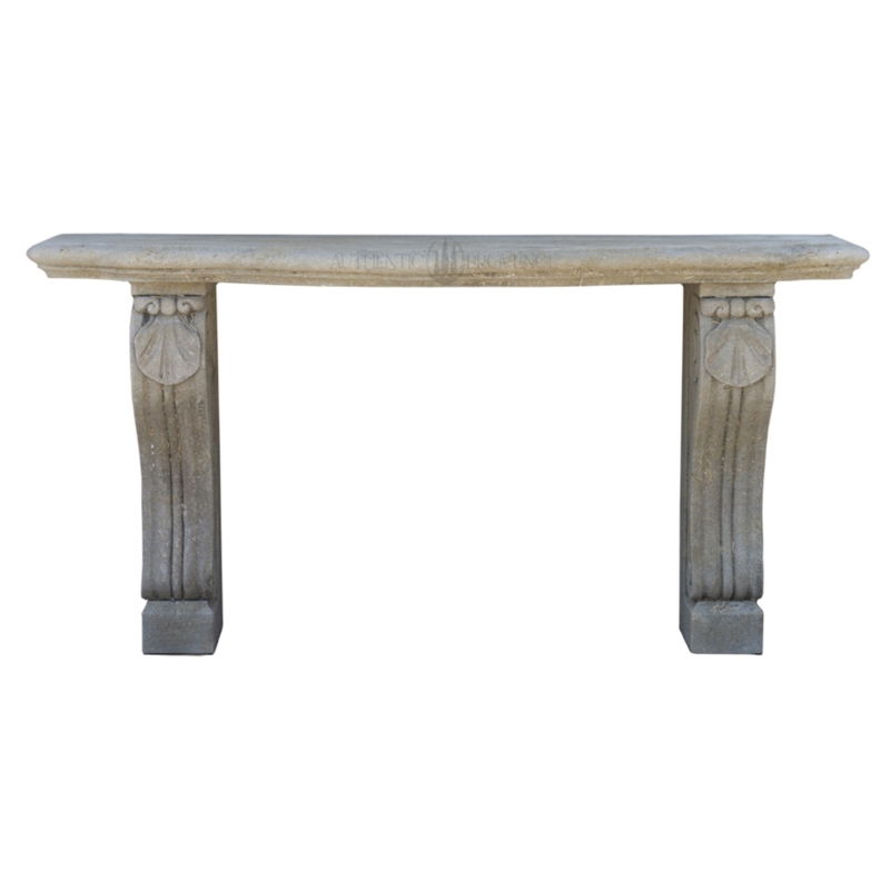 Console Table Shell Carving Corbel Legs French Country Weathered Stone