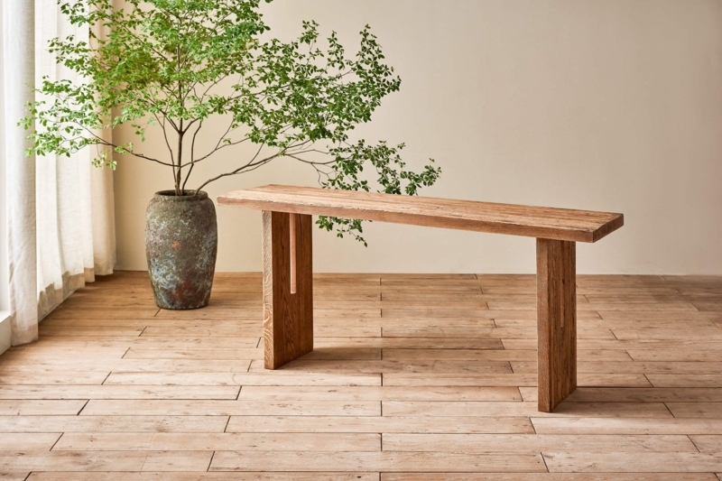 Console Table Slab Top Chunky Block Legs Minimalist Natural Wood