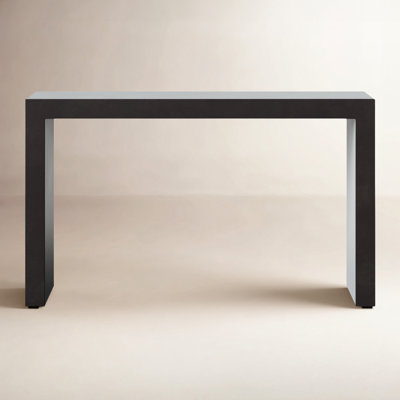 Console Table Sleek Waterfall Design Matte Charcoal Finish Thick Profile