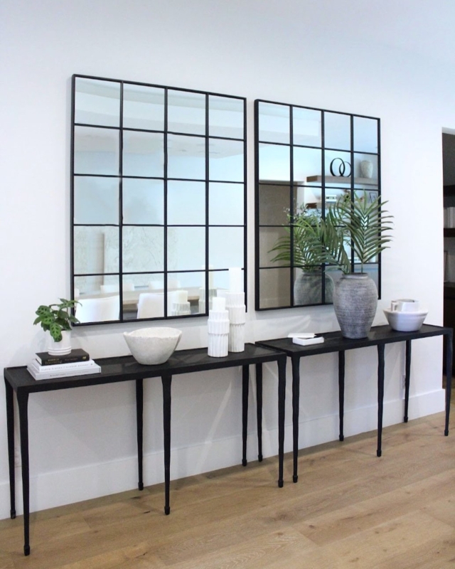Console Table Slim Profile Tapered Legs Matte Metal Industrial Chic