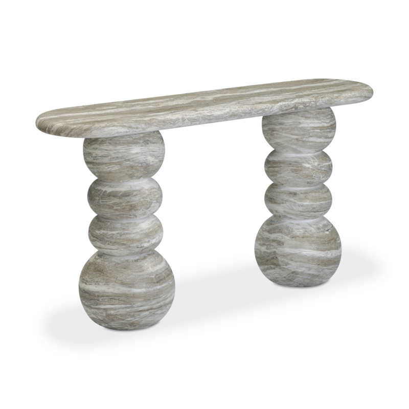 Console Table Stacked Sphere Legs Bulbous Brutalist Modern Indoor Outdoor