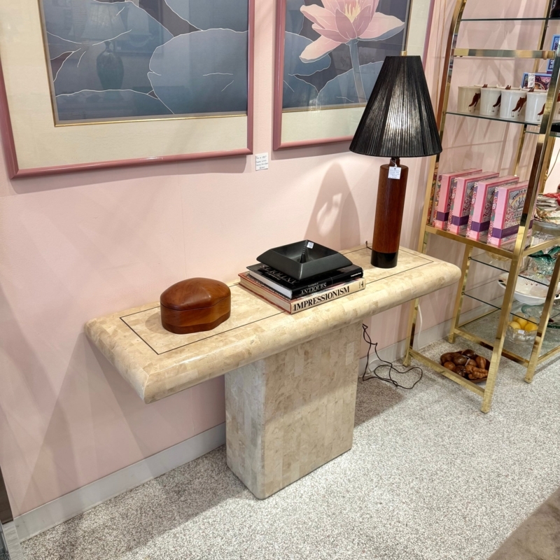 Console Table Tessellated Stone Bullnose Edge 80s Vintage Style Entryway