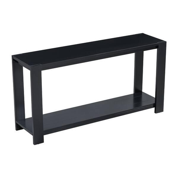 Console Table Thick Block Legs Lower Shelf Modern Farmhouse