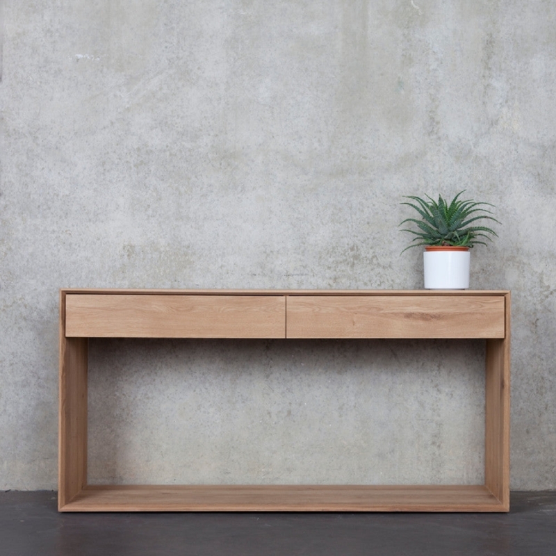 Console Table Thick Wood Frame Drawers Scandinavian Foyer Table Decor