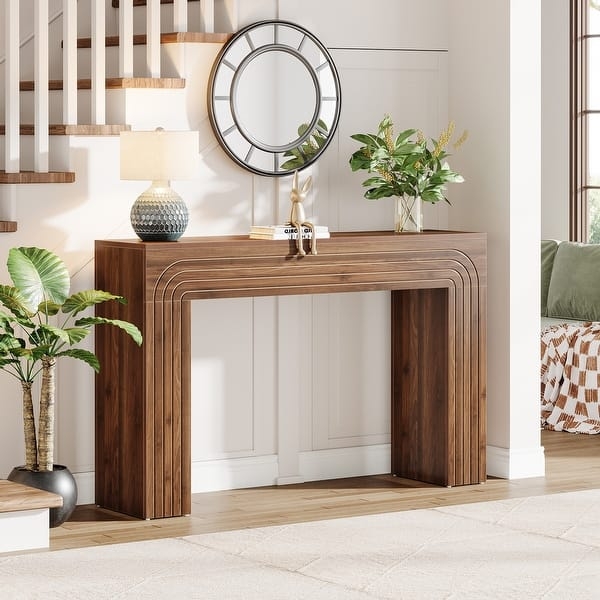 Console Table Tiered Arched Sides Ribbed Waterfall Silhouette Matte