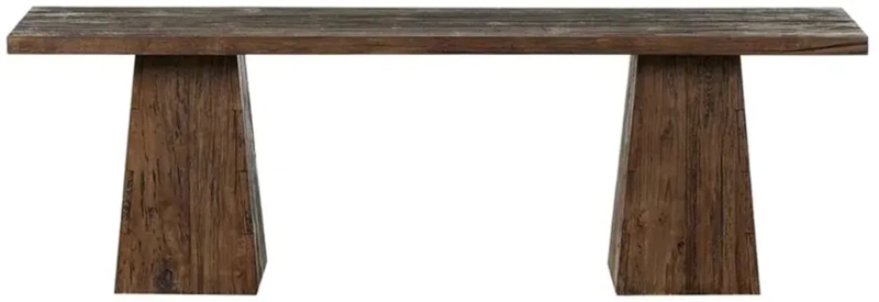 Console Table Trapezoidal Pedestal Legs Distressed Mango Wood