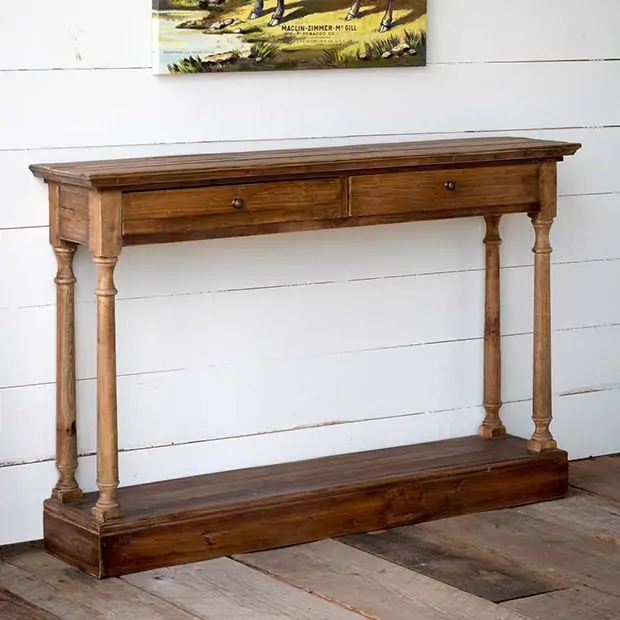 Console Table Turned Spindle Legs Reclaimed Wood Narrow