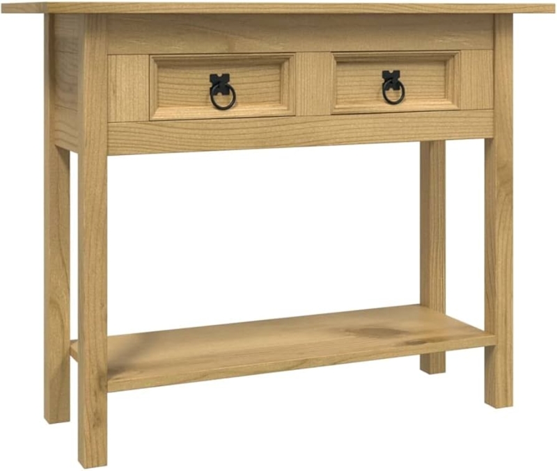 Console Table Visible Wood Grain 2 Drawers Light Brown Farmhouse