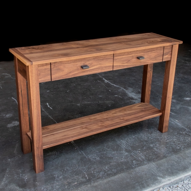 Console Table Walnut Wood Grain Mid Century Modern Minimalist